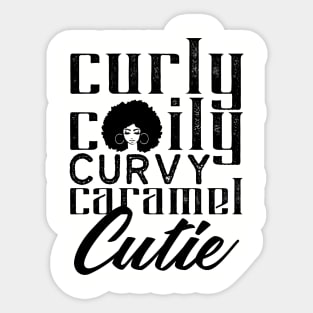 Curly Coily curvy Caramel Cutie Sticker